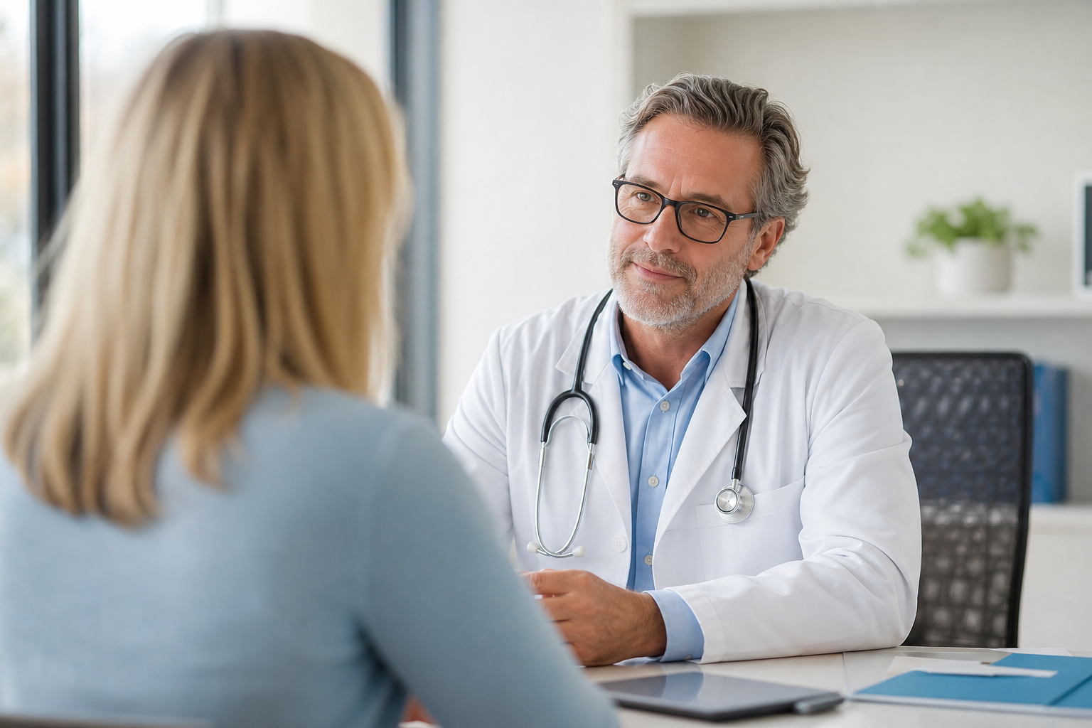 Doctor consulting with a patient in a modern clinic