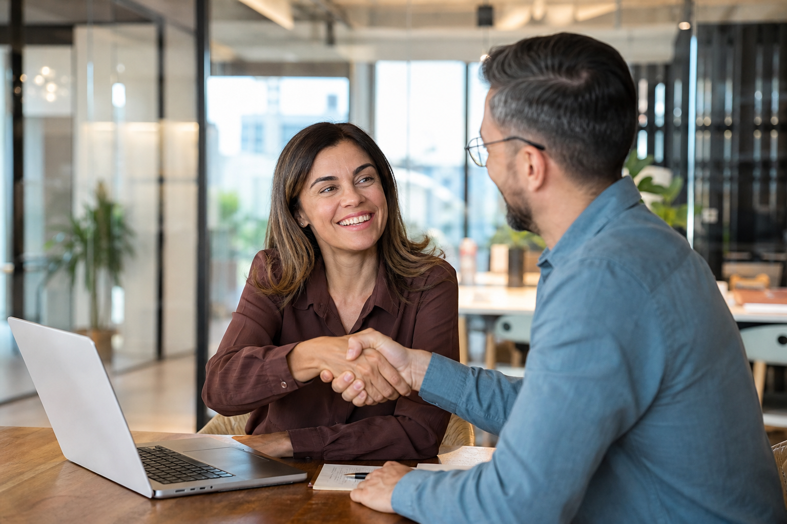 Small business owner meeting with a sales colleague
