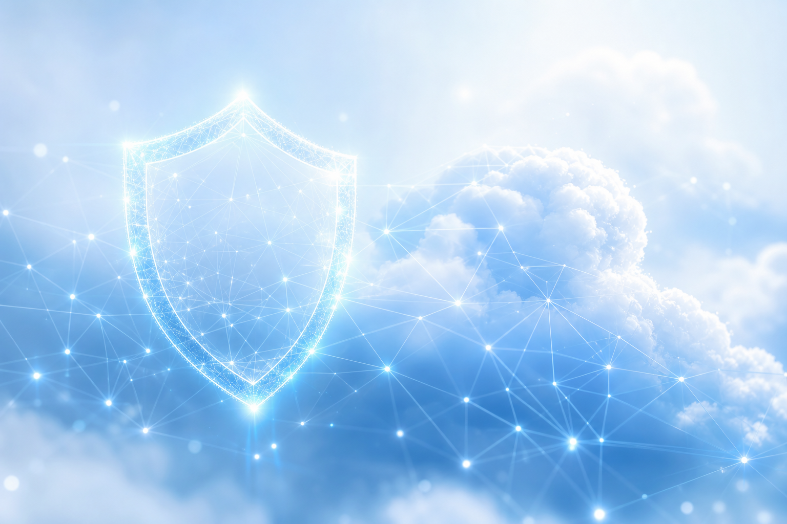 Abstract cloud network mesh with soft protection glow